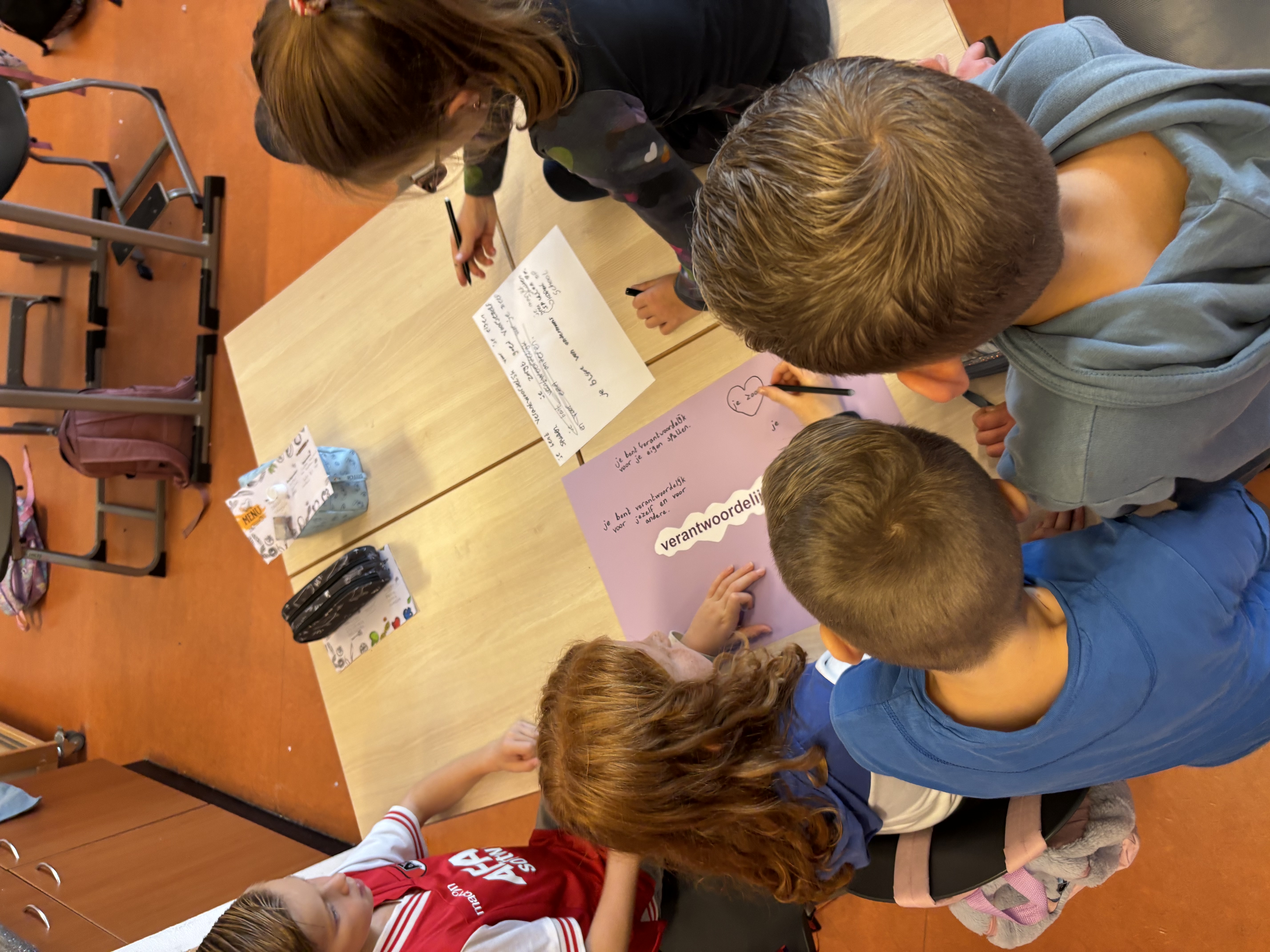 De groepen 6 maken een muurkrant over de kernwaarden! 🏫📚