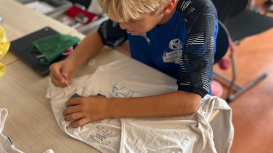 Binnen het thema Duurzaam Design is groep 8 creatief aan de slag gegaan met het oppimpen van oude shirts. ππ